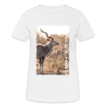 Kruger Series: Swirl - Frauen T-Shirt atmungsaktiv - Weiß - Vorne - AI Model Female 172 dark (172cm)