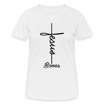 Jésus sauve un don chrétien - T-shirt respirant Femme - blanc - Devant - AI Model Female 172 dark (172cm)