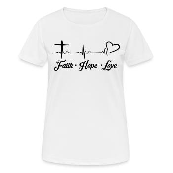 Kreuz Glaube Hoffnung Liebe Christentum Christkind - Frauen T-Shirt atmungsaktiv - Weiß - Vorne - AI Model Female 172 dark (172cm)