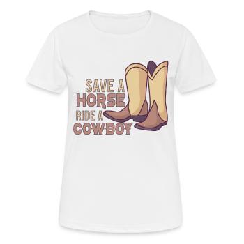 Cowboy Barn Bull Rider Rodeo Country Western - T-shirt respirant Femme - blanc - Devant - AI Model Female 172 dark (172cm)