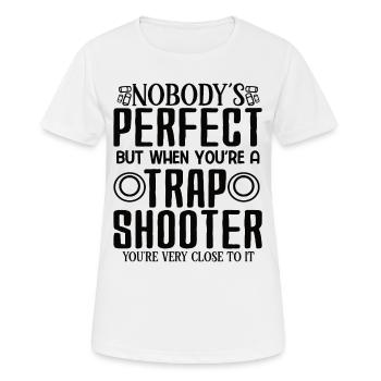 Clay pigeon shooting Clay pigeon shooting shooting - Women's Breathable T-Shirt - white - Front - AI Model Female 172 dark (172cm)