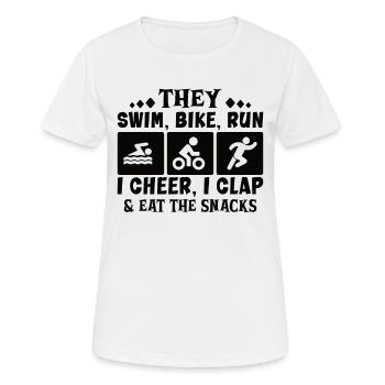 Triathlon Swim Bike Run Triathlete Sport Gift - Women's Breathable T-Shirt - white - Front - AI Model Female 172 dark (172cm)