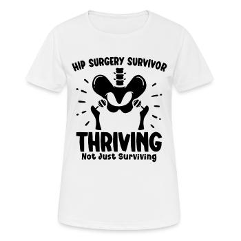 Hüftgelenkersatz Op Hüftchirurgie Post-op - Frauen T-Shirt atmungsaktiv - Weiß - Vorne - AI Model Female 172 dark (172cm)