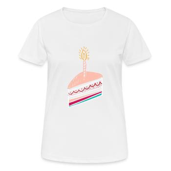ANNIVERSAIRE DU GÂTEAU D'ANNIVERSAIRE - T-shirt respirant Femme - blanc - Devant - AI Model Female 172 dark (172cm)