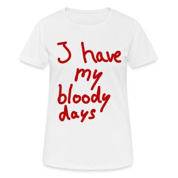 Cadeau drôle de jours saignant femme menstruation - T-shirt respirant Femme - blanc - Devant - AI Model Female 172 dark (172cm)