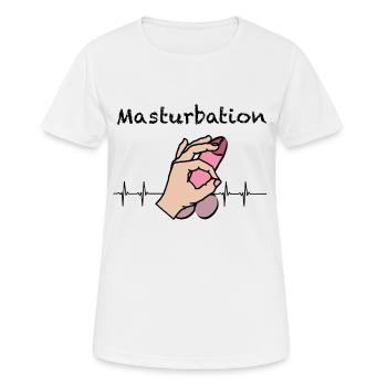 Masturbation Mann Witzig Wichsen Sperma Sex Spruch - Frauen T-Shirt atmungsaktiv - Weiß - Vorne - AI Model Female 172 dark (172cm)