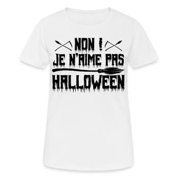 Anti halloween humour Je n'aime pas Halloween - T-shirt respirant Femme - blanc - Devant - AI Model Female 172 dark (172cm)
