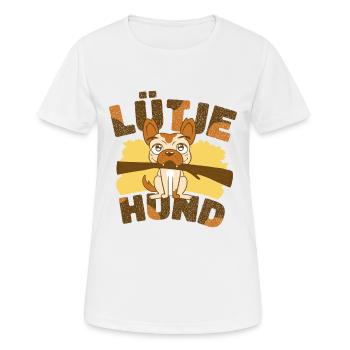 Lütje Dog Petit chien bas allemand - T-shirt respirant Femme - blanc - Devant - AI Model Female 172 dark (172cm)