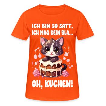 Chat Gâteau Tarte Sucré Dent Cuisson Sucré Drôle - T-shirt respirant Femme - orange néon - Devant - AI Model Female 172 dark (172cm)