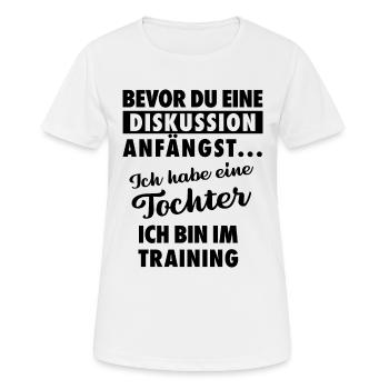 Ich habe eine Tochter - Vater und Tochter - Frauen T-Shirt atmungsaktiv - Weiß - Vorne - AI Model Female 172 dark (172cm)