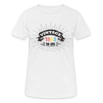 Vintage exemplaire unique 1993 Edition limitée - T-shirt respirant Femme - blanc - Devant - AI Model Female 172 dark (172cm)