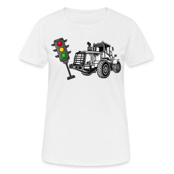 Ein Traktor fährt die Ampel um Ampel muss weg - Frauen T-Shirt atmungsaktiv - Weiß - Vorne - AI Model Female 172 dark (172cm)