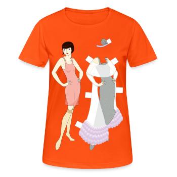 Flapper Paperdoll - Robe de soirée - T-shirt respirant Femme - orange néon - Devant - AI Model Female 172 dark (172cm)