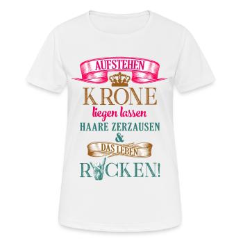 DAS LEBEN ROCKEN - Frauen T-Shirt atmungsaktiv - Weiß - Vorne - AI Model Female 172 dark (172cm)