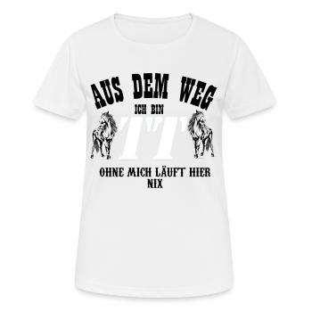 TT Turnier Trottel -The Original - Frauen T-Shirt atmungsaktiv - Weiß - Vorne - AI Model Female 172 dark (172cm)