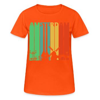 Vintage Retro Amsterdam.Holland. Netherlands.Gifts - T-shirt respirant Femme - orange néon - Devant - AI Model Female 172 dark (172cm)