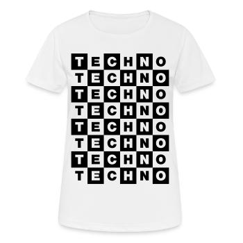 TECHNO - Frauen T-Shirt atmungsaktiv - Weiß - Vorne - AI Model Female 172 dark (172cm)