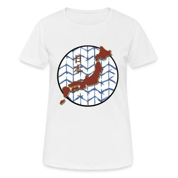 Shibori Indigo - Japon Kanji cercles abstraits - T-shirt respirant Femme - blanc - Devant - AI Model Female 172 dark (172cm)