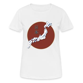Shibori Indigo - Japon Kanji Design cercle rouge - T-shirt respirant Femme - blanc - Devant - AI Model Female 172 dark (172cm)