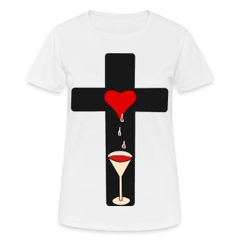 Kreuz Christi Blut Horror Halloween Grufti Okkult - Frauen T-Shirt atmungsaktiv - Weiß - Vorne - AI Model Female 172 dark (172cm)