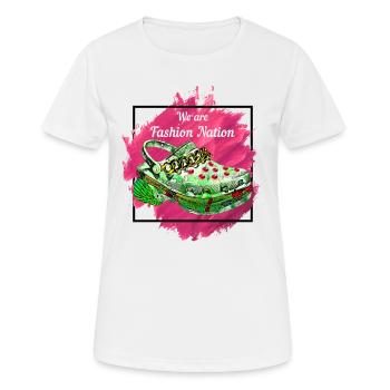 We Are Fashion Nation Schuhe - Frauen T-Shirt atmungsaktiv - Weiß - Vorne - AI Model Female 172 dark (172cm)
