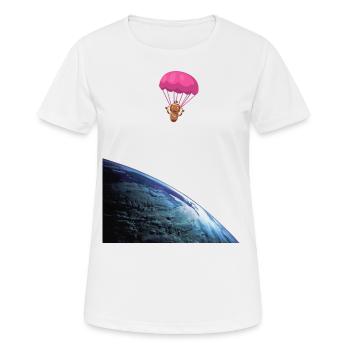 "Earth Landing" Robo Fallschirm Grafikdesign - Frauen T-Shirt atmungsaktiv - Weiß - Vorne - AI Model Female 172 dark (172cm)