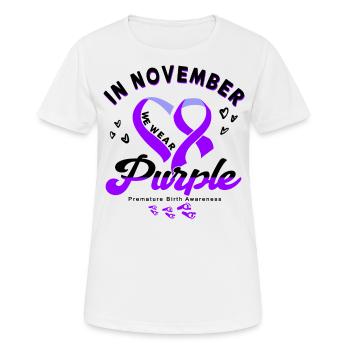 Premature Birth Conscious Purple Bow - Women's Breathable T-Shirt - white - Front - AI Model Female 172 dark (172cm)