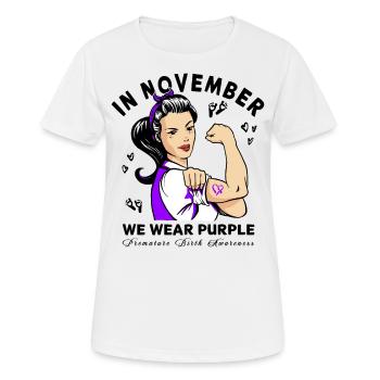 Premature Birth Conscious Purple Bow - Women's Breathable T-Shirt - white - Front - AI Model Female 172 dark (172cm)