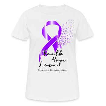 Premature Birth Conscious Purple Bow - Women's Breathable T-Shirt - white - Front - AI Model Female 172 dark (172cm)