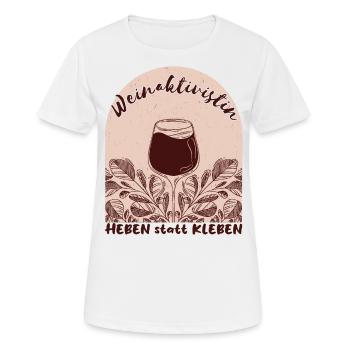 "Weinaktivistin Heben statt Kleben" - witziges - Frauen T-Shirt atmungsaktiv - Weiß - Vorne - AI Model Female 172 dark (172cm)