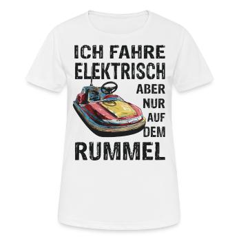 Ich fahre Elektrisch Kirmes Autoscooter - Frauen T-Shirt atmungsaktiv - Weiß - Vorne - AI Model Female 172 dark (172cm)