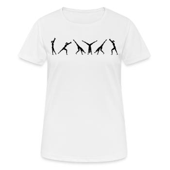 Gymnaste cool en roue de charrette - T-shirt respirant Femme - blanc - Devant - AI Model Female 172 dark (172cm)