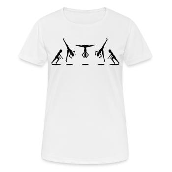 Gymnaste cool en roue de charrette - T-shirt respirant Femme - blanc - Devant - AI Model Female 172 dark (172cm)
