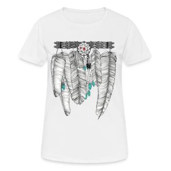 Feather - Frauen T-Shirt atmungsaktiv - Weiß - Vorne - AI Model Female 172 dark (172cm)