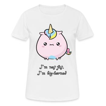 Einhorn putzig niedlich fett - Frauen T-Shirt atmungsaktiv - Weiß - Vorne - AI Model Female 172 dark (172cm)