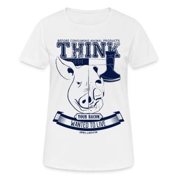 Votre lard voulait vivre (bleu) - T-shirt respirant Femme - blanc - Devant - AI Model Female 172 dark (172cm)