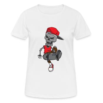 Skateboard Skelett | Zombie Skater Cool Halloween - Frauen T-Shirt atmungsaktiv - Weiß - Vorne - AI Model Female 172 dark (172cm)