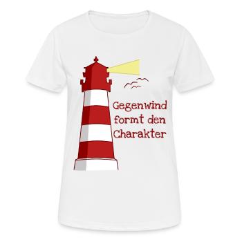 Leuchtturm Gegenwind norddeutsch Kapitän Spruch - Frauen T-Shirt atmungsaktiv - Weiß - Vorne - AI Model Female 172 dark (172cm)