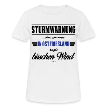 Sturmwarnung Ostfriesland - büschen Wind - Frauen T-Shirt atmungsaktiv - Weiß - Vorne - AI Model Female 172 dark (172cm)