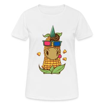 Popcorn Einhorn Kino - Frauen T-Shirt atmungsaktiv - Weiß - Vorne - AI Model Female 172 dark (172cm)