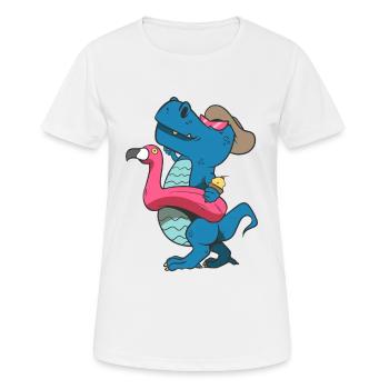 Dinosaurier als Tourist - Frauen T-Shirt atmungsaktiv - Weiß - Vorne - AI Model Female 172 dark (172cm)