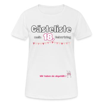 18. Geburtstag Gästeliste - Frauen T-Shirt atmungsaktiv - Weiß - Vorne - AI Model Female 172 dark (172cm)