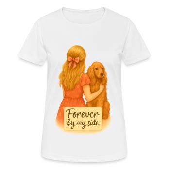 Für immer an meiner Seite – Frau mit Cocker Spanie - Frauen T-Shirt atmungsaktiv - Weiß - Vorne - AI Model Female 172 dark (172cm)