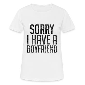 Entschuldigung, ich habe einen Freund - Frauen T-Shirt atmungsaktiv - Weiß - Vorne - AI Model Female 172 dark (172cm)