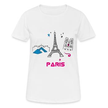 paris scribble tourist love city france girl sight - Frauen T-Shirt atmungsaktiv - Weiß - Vorne - AI Model Female 172 dark (172cm)