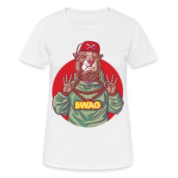 Gangster pit-bull avec swag - T-shirt respirant Femme - blanc - Devant - AI Model Female 172 dark (172cm)