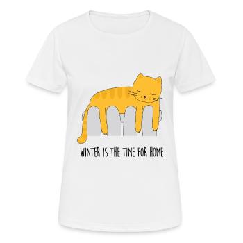 Cat on heating winter is the time for home - Women's Breathable T-Shirt - white - Front - AI Model Female 172 dark (172cm)