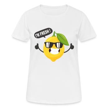 Drôle de citron I'M FRESH avec des lunettes de soleil - T-shirt respirant Femme - blanc - Devant - AI Model Female 172 dark (172cm)