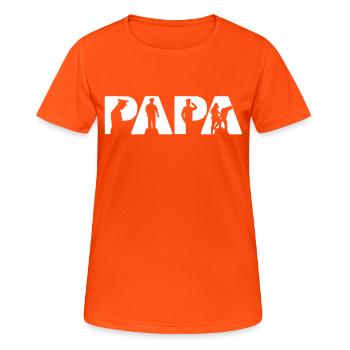 Police Dad T Shirt, Funny Police Papa Father Gift - Women's Breathable T-Shirt - neon orange - Front - AI Model Female 172 dark (172cm)