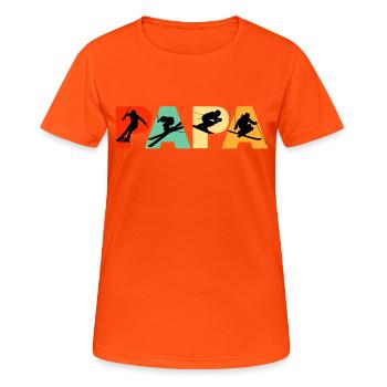 Skier Dad Shirt, Funny Papa Skiing Father Retro - Women's Breathable T-Shirt - neon orange - Front - AI Model Female 172 dark (172cm)